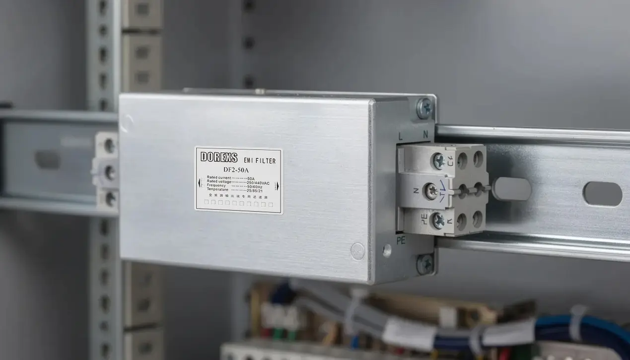 an industrial EMI filter module housed in metal